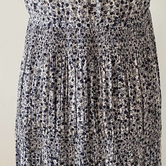 James Perse Floral Pleated Midi Dress In Pearl 0 - Picture 8 of 12